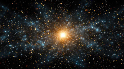 Fototapeta premium Brilliant star cluster radiating light in cosmic expanse, showcasing vibrant colors and depth