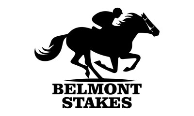 Belmont stakes horse racing icon, belmont stakes horse racing vector illustration and belmont stakes horse racing logo design with white background