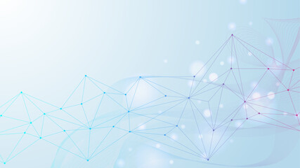 Global network connection website header or banner design. Abstract background with connecting dots and lines. Global business. Social network communication. Internet technology. Vector illustration