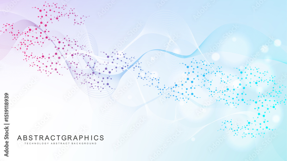 Wall mural molecular structure dna, atom, neurons. science concept for your design. connected lines with dots. 