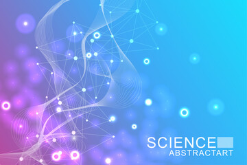 Abstract technology connect background lines and dots with hexagons. Modern hexagons technology concept design background. Vector illustration.