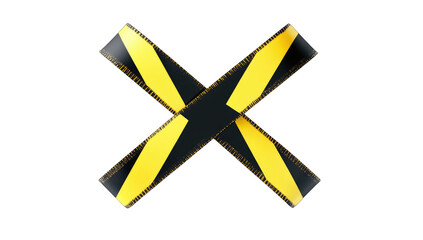 Yellow and black crossed tape, forming an X