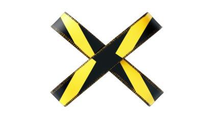 Yellow and black crossed tape, forming an X