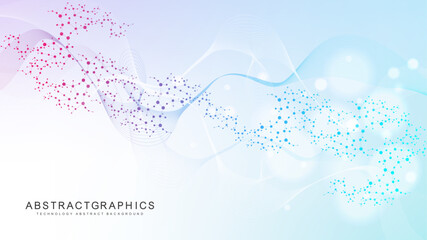 Molecular structure DNA, atom, neurons. Science concept for your design. Connected lines with dots. Medical, technology, chemistry, science background. illustration