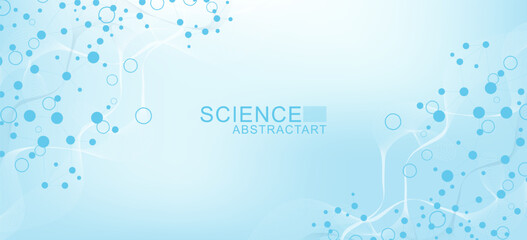 Molecular structure DNA, atom, neurons. Science concept for your design. Connected lines with dots. Medical, technology, chemistry, science background. illustration