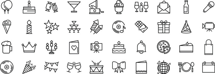 Party Icon Set, Celebration Icons, Party and Event Icons, line icon