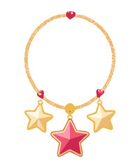 Cute Gold Necklace with Star Charms