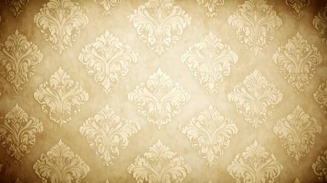 Elegant beige repeating damask pattern creating a vintage wallpaper texture, suitable for backgrounds, scrapbooking and digital paper crafts, ornate, subtle.