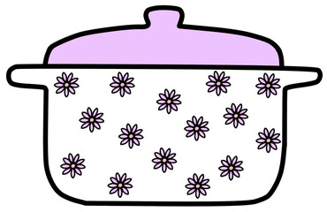 Purple Lid Pot with Flower Pattern