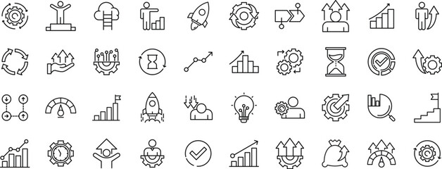 Progress Icon Set, Growth and Progress Icons, Development and Improvement Icons