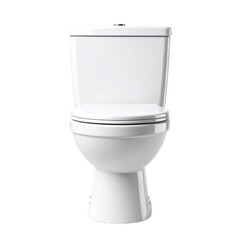 White ceramic toilet with a closed lid and tank, designed for residential bathroom use, featuring a modern and clean appearance