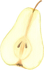 Watercolor hand painted illustrations of pear fruit. Hand drawn tropical juicy food clipart for your design.
