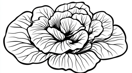 Detailed black and white line drawing of a flower (1)