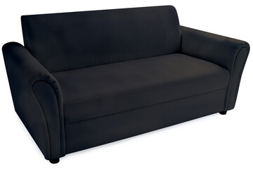 Side of a long single Black sofa on a white background, for illustration use isolaye on white with...
