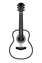 Obraz premium Classic Black and White Acoustic Guitar Vector Icon - Ideal for Music, Hobbies, and Entertainment Designs