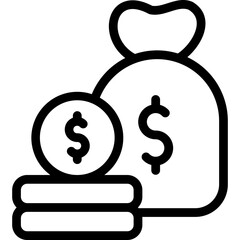 Profit Line Icon Money Bag
