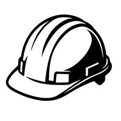 Fototapeta premium Black and White Vector Illustration of a Construction Hard Hat, Essential for Safety, Building, and Industrial Designs.