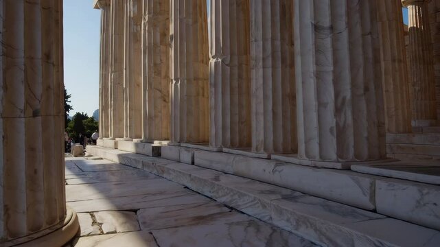 Majestic columns of the erechtheion temple on the acropolis of athens