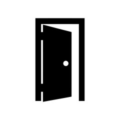 Open door icon, access and opportunity symbol. Entryway graphic design indicating welcome or passage, invitation and new beginnings illustration for web or print media.