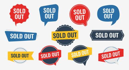 Colorful Sold Out Tags and Speech Bubbles Collection for Ecommerce and Retail Design