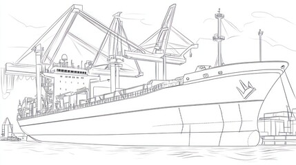 Obraz premium Large cargo ship drawing