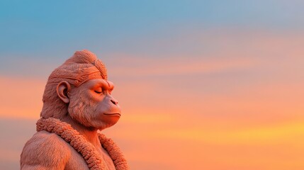 Statue of Lord Hanuman at Sunset
