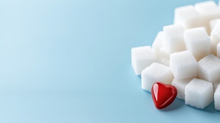 Sugar Cubes with Heart Symbol on Blue