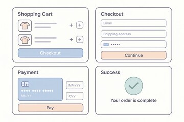 E-commerce Checkout Interface: Shopping Cart, Payment, and Order Confirmation