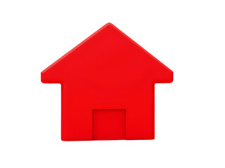 Fototapeta premium Minimalist red house icon with triangular roof and centered rectangular door in clean geometric design PNG file isolated on transparent background