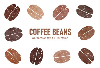 コーヒー豆の水彩風ベクターイラスト
