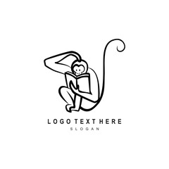 Monkey Reading a Book Logo