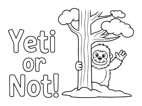 yeti or not funny abominable snowman vector illustration