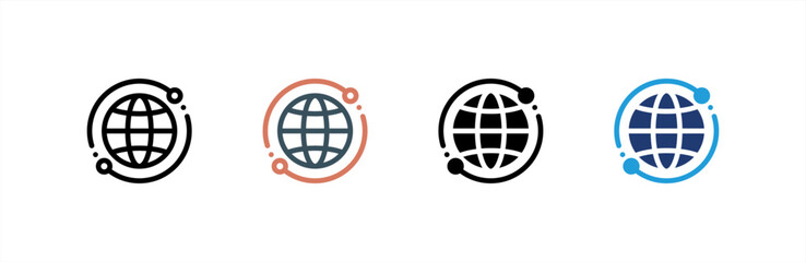 Fototapeta premium Global Network icon set multiple style collection. Vector illustration.