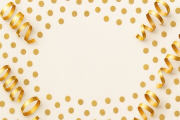 Festive Event Frame Gold Ribbon Celebration with Cheerful Vibes
