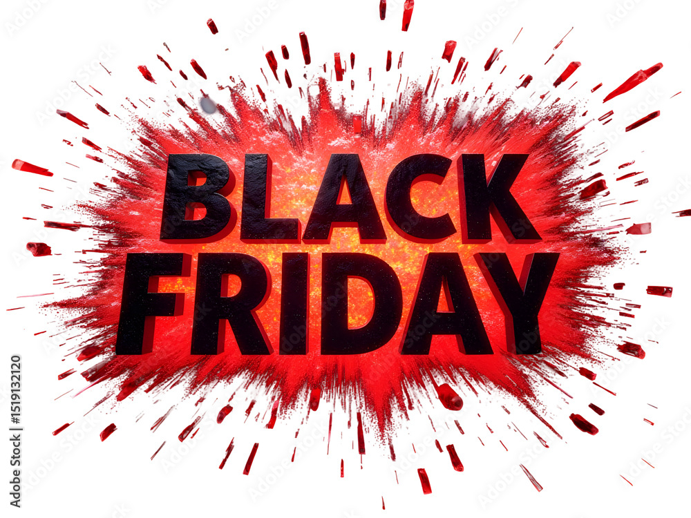 Fototapete black friday sale text centered over explosive red and white burst with modern dynamic splash effect