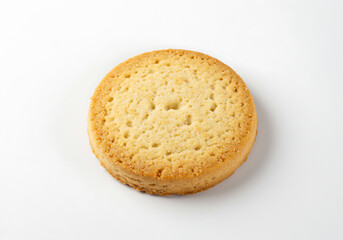 A Single Delicious Round Butter Cookie on White Background, Perfect for Baking Blogs or Recipes