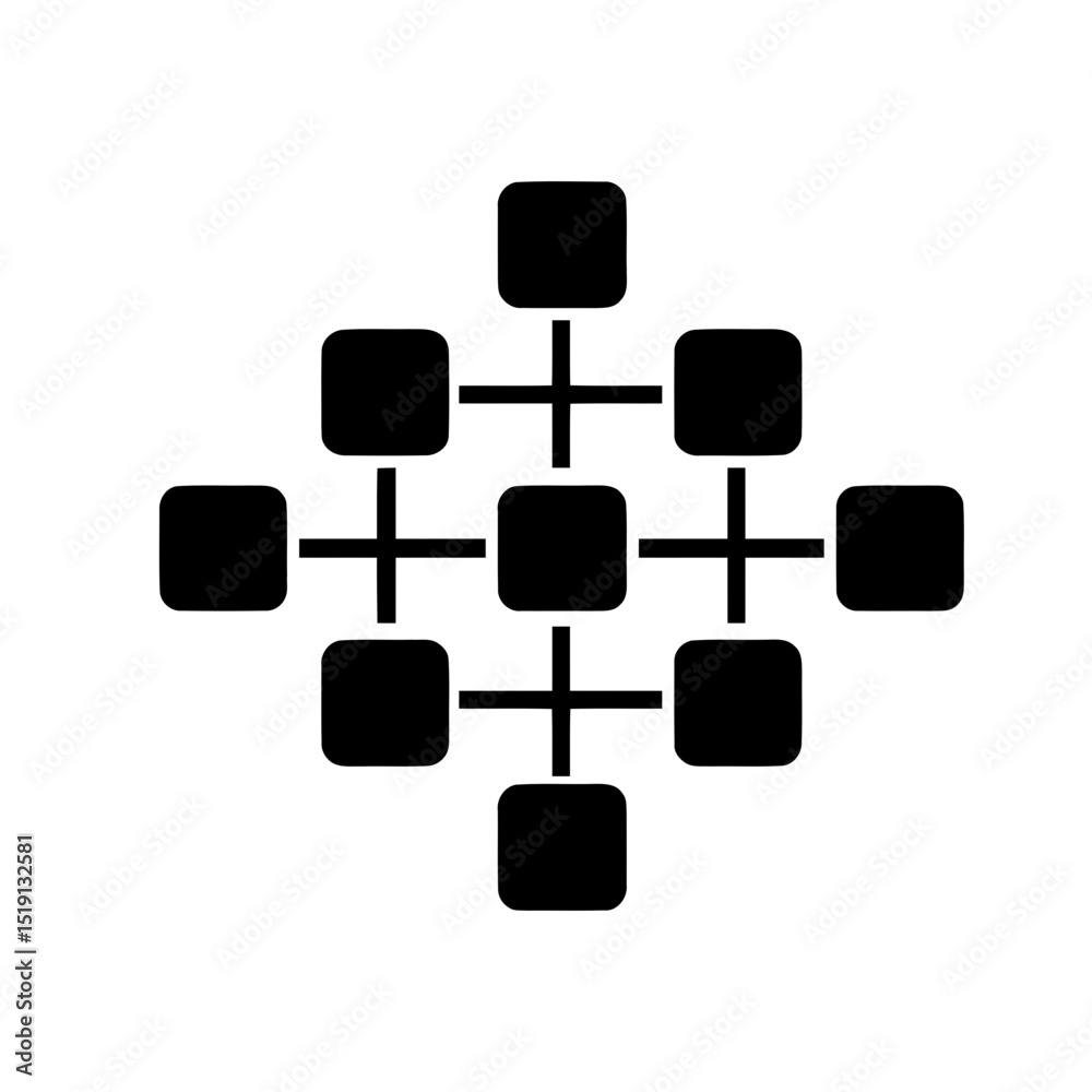 Poster network grid/firewall icon for system security, data filtering, structured connections. represents d