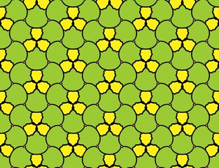 Yellow and green flower repeat background, bright and light color, repeat pattern, replete image, design for fabric printing