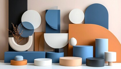 3d render of geometric shapes background