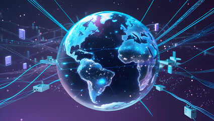 Holographic Globe with Digital Network Connections and Light Beams