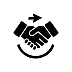 Business deal/partnership icon: handshake, money symbol. Represents financial agreements, investment, successful collaborations. For corporate transactions, B2B, contract themes.