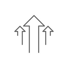 Line Art Icon of Three Arrows Pointing Up. Business Growth and Positive Trend Indicator. Editable Stroke Success Direction