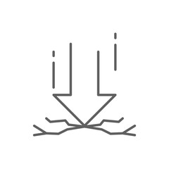 Line Art Icon of Arrow Hitting Ground Causing Cracks Weight Pressure and Negative Effect Outline Editable Stroke