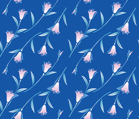 Japanese Pretty Flower Leaf Branch Vector Seamless Pattern