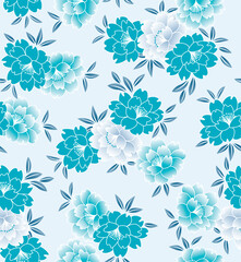 Japanese Wild Flower Leaf Vector Seamless Pattern
