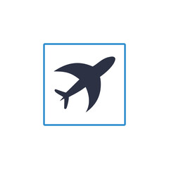 Airplane in Blue Square Logo