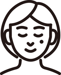 アイコン　美容医療　美容整形　メディカル　人物　女性　ほくろ　イボ　ピクトグラム　イラスト　素材