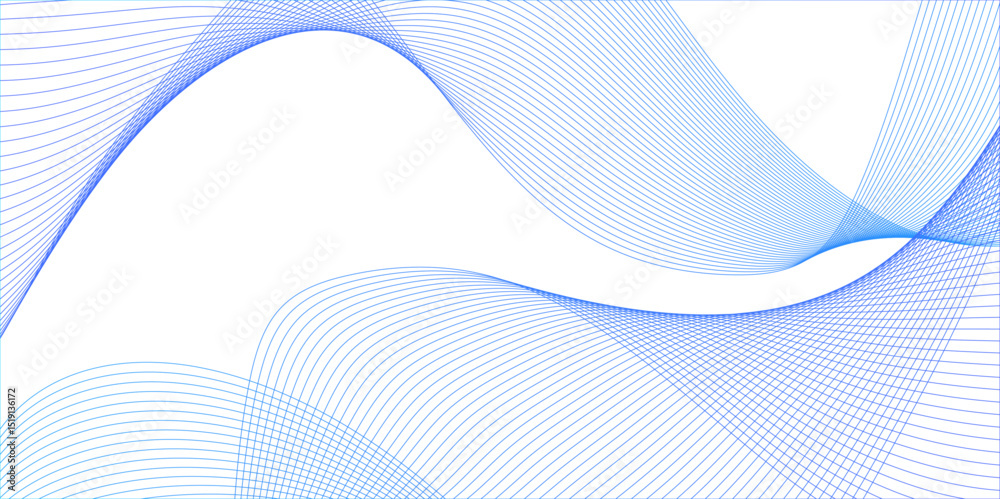 Wall mural white wave curve lines banner background design. abstract soft wave lines dynamic flowing blue light