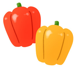 赤色と黄色のパプリカのイラスト

