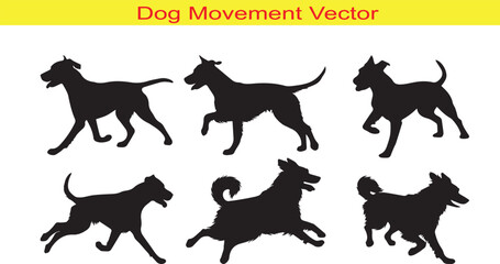 Dog Silhouette Icon Collection Set Vector Illutration on White Background